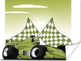 Une voiture de course verte de la Formule 1 en poster illustration 80x60 cm - Tirage photo sur Poster (décoration murale salon / chambre)