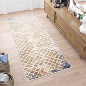 Tapiso Asthane Tapijtloper Beige Marokkaanse Trellis Gang Woonkamer Slaapkamer Maat- 80x300