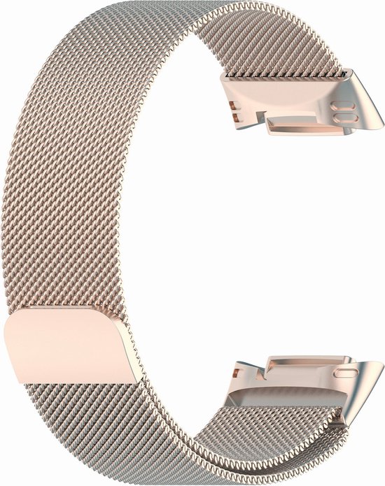 Milanese Band geschikt voor Fitbit Charge 5 - Retro Goud - Geschikt Voor Fitbit - Horlogeband - Armband - Polsband