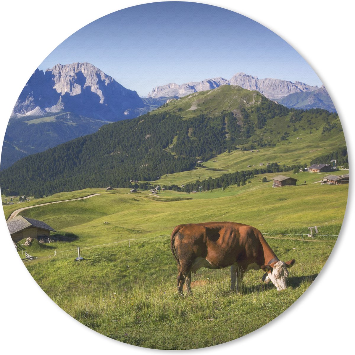 Muismat rond 20x20 cm - Mousepad Koe - Berg - Alpen - Ronde muismatten