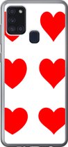 Geschikt voor Samsung Galaxy A21s hoesje - Een illustratie met negen rode hartjes - Siliconen Telefoonhoesje