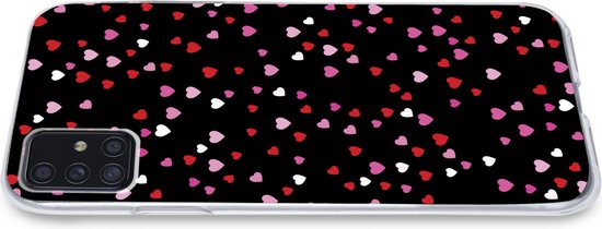 Coque Samsung Galaxy A52 5G - Un dessin avec des coeurs sur fond noir - Siliconen
