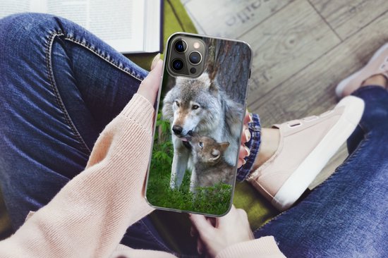 Coque iPhone 13 Pro - Loup - Mousse - Forêt - Chiot - Siliconen