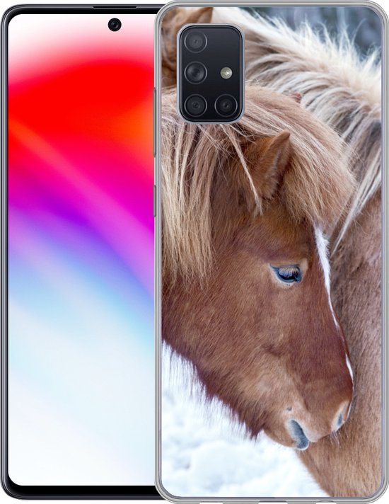 Coque Samsung Galaxy A71 - Paarden - Poulain - Neige - Coque de téléphone en Siliconen