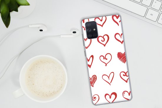 Coque Samsung Galaxy A51 5G - Une illustration avec des coeurs de différentes formes - Coque en Siliconen pour téléphone