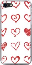 Geschikt voor iPhone 7 hoesje - Een illustratie met hartjes in verschillende vormen - Siliconen Telefoonhoesje