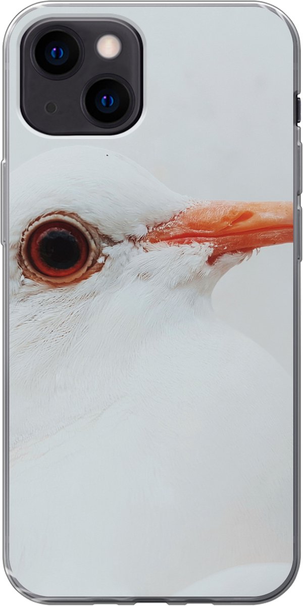 Telefoonhoesje Geschikt voor iPhone 13 mini hoesje - Close-up van een witte duif - Siliconen Telefoonhoesje Telefoonhoesje