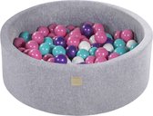 Ballenbak VELVET Licht Grijs - 90x30 incl. 200 ballen - Turquoise, Violet, Licht Roze, Wit