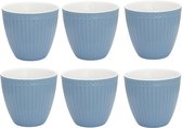 Set van 6x Stuks Beker (latte cup) GreenGate Alice Nordic sky blauw 300 ml - Ø 10 cm