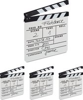 Relaxdays 4 x filmklapper wit - filmklap voor filmfans - movie clapper board - clapboard