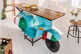 Extravagante bar SCOOTER 166cm turquoise Italia look met mangohout scooter upcycling - 42106