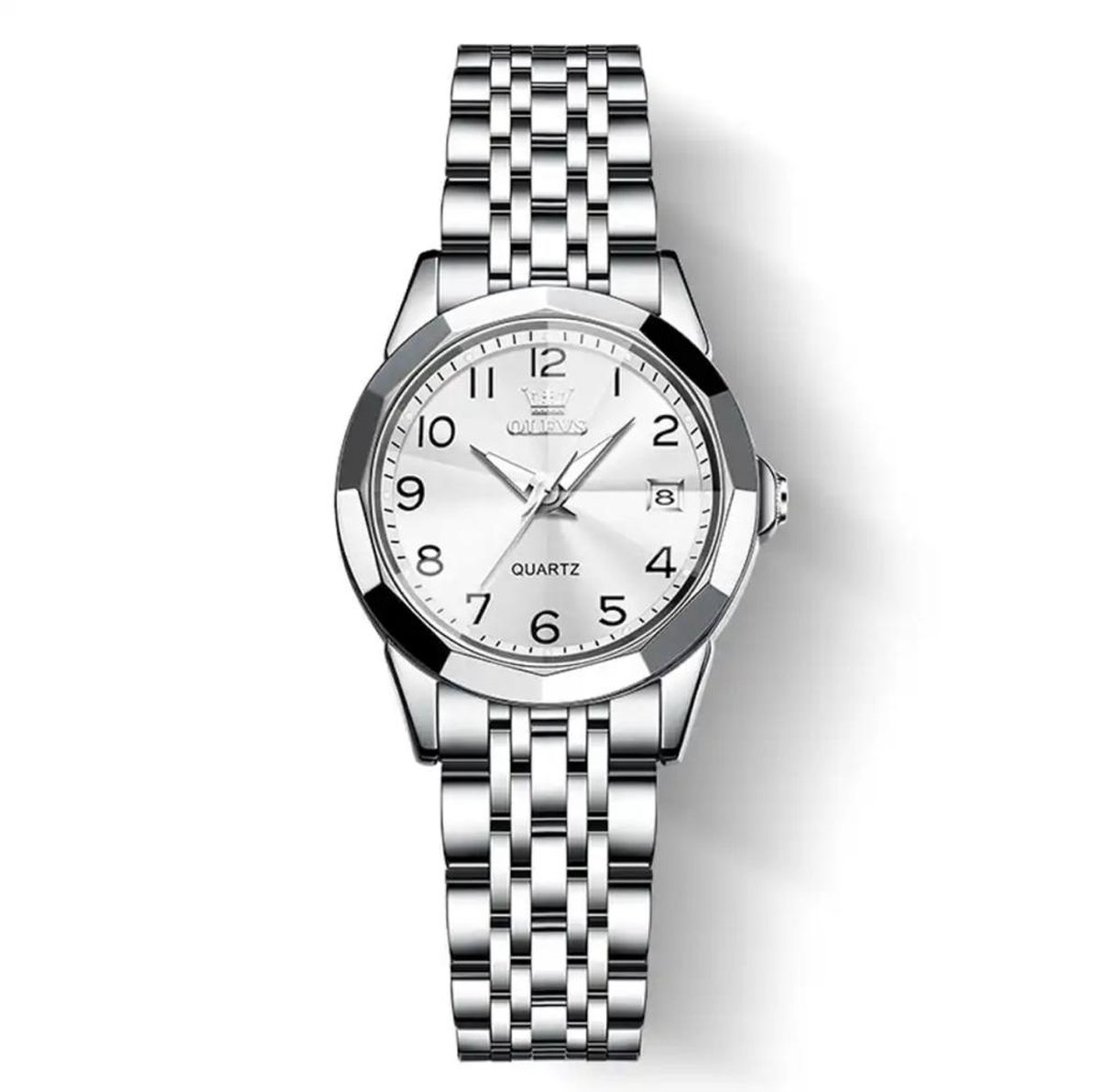 Olevs - Dameshorloge- Polshorloge - Cadeau - Horloge - Geschenkdoos - Vrouwen - Zilver & Wit- Polsband zilver