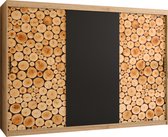 Zweefdeurkast Kledingkast met 3 schuifdeuren Garderobekast slaapkamerkast Kledingstang met planken (LxHxP): 250x250x60 cm - Senna (Artisan, 250) met lades