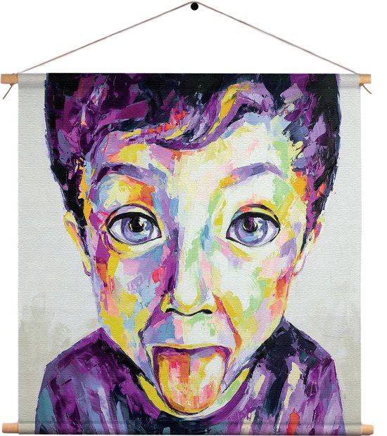 Textielposter The Colored Young Boy Art Vierkant XXXL (120 X 120 CM) - Wandkleed - Wanddoek - Wanddecoratie