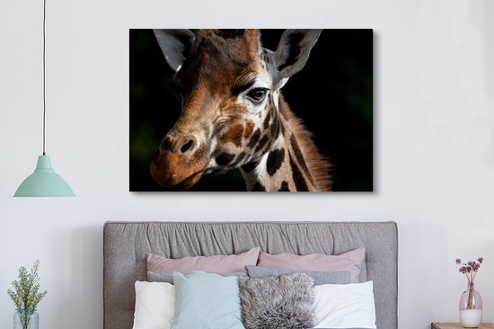 Peintures sur toile - Gros plan d'une girafe - 150x100 cm - Décoration murale