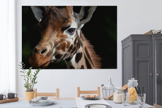 Peintures sur toile - Gros plan d'une girafe - 150x100 cm - Décoration murale