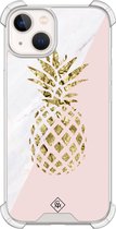 Casimoda® hoesje - Geschikt voor iPhone 13 - Ananas - Shockproof case - Extra sterk - Siliconen/TPU - Roze, Transparant