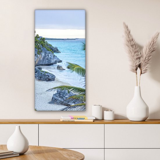 Tableau sur toile Tulum l'ancienne ville portuaire sur la mer des Caraïbes au Mexique - 40x80 cm - Décoration murale
