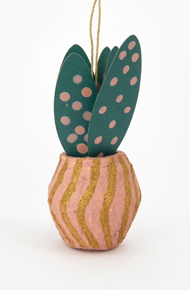 Sissy-Boy - Kersthanger cactus in roze pot papier maché