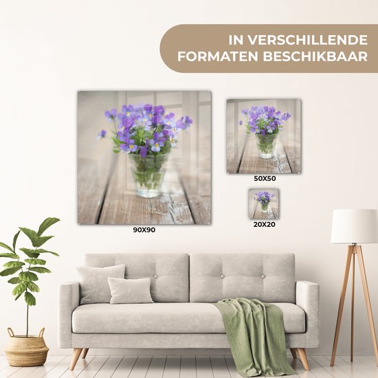 MuchoWow® Peinture sur verre 90x90 cm - Peinture sur verre - Violons dans un vase - Photo sur verre acrylique - Peintures