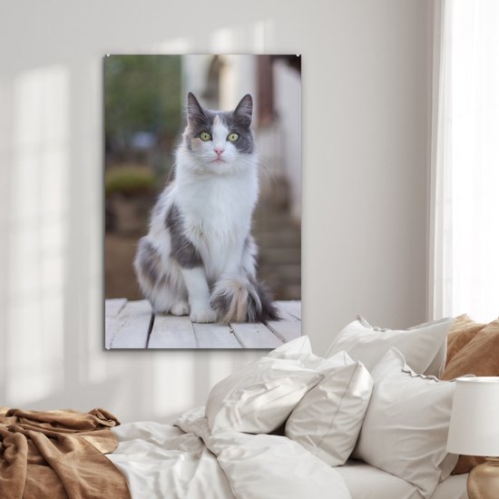 MuchoWow® Peinture sur verre - Chat - Portrait - Tableau - Filles - Enfants - Garçons - Kids - 80x120 cm - Peintures sur verre acrylique - Photo sur Glas