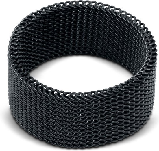 Zentana Schakel Ring - RVS Maliënkolder - Chained Ring - Zwart - 9