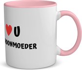 Akyol - love u schoonmoeder koffiemok - theemok - roze - Schoonmoeder - de liefste schoonmoeder - moeder cadeautjes - moederdag - verjaardag - geschenk - kado - 350 ML inhoud
