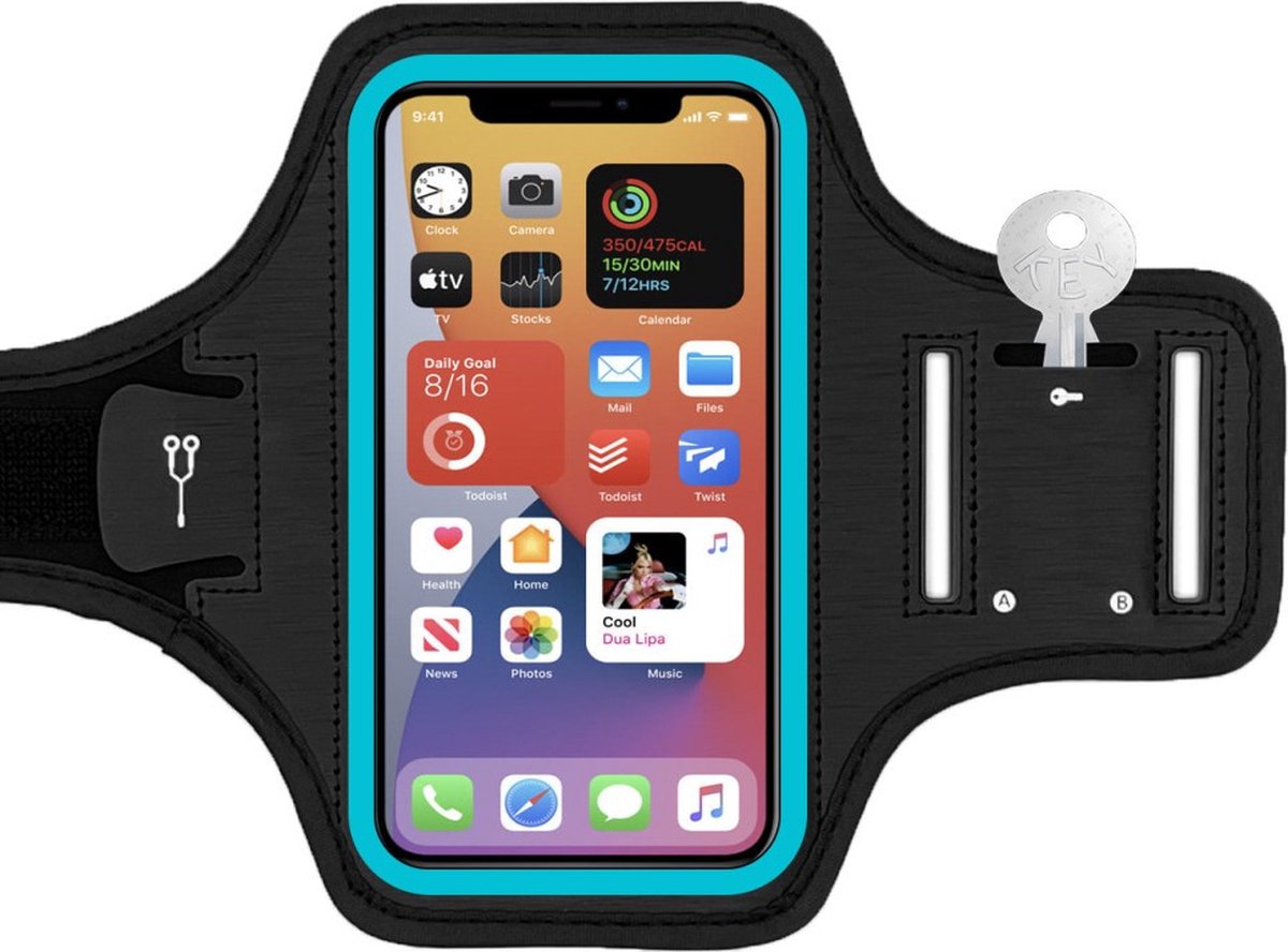 Universele Sportarmband voor Smartphones tot 6,5" - Zwart/Blauw