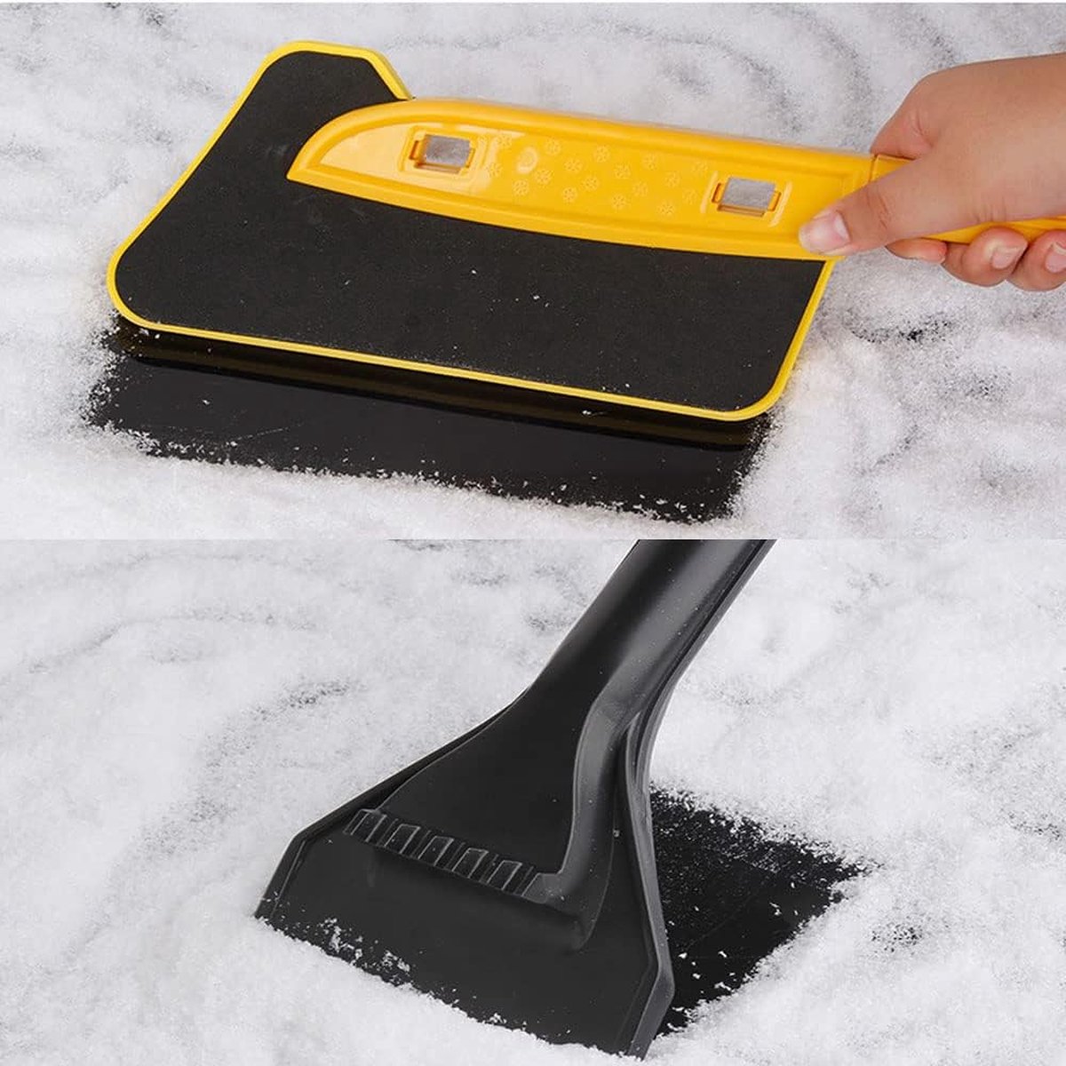 TangeR 2-in-1 auto sneeuwreinigingsborstel, ijskrabber, sneeuwborstel, verwijderbare ijskrabber, blad en bloem stofborstel met ergonomische schuimhandgreep voor auto's, vrachtwagens en SUV