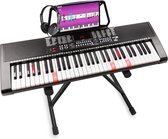 Keyboard piano - MAX KB5 keyboard voor beginners, incl. hoofdtelefoon en keyboard standaard - Training d.m.v. 61 lichtgevende toetsen