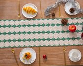 Tafelloper katoen 33 x 180 cm boerderij gevlochten strepen tafelloper rechthoekige tafelloper met kwast weven borduurwerk eenvoudig klassiek tafelkleed voor kerstfeest landhuisstijl decoratie