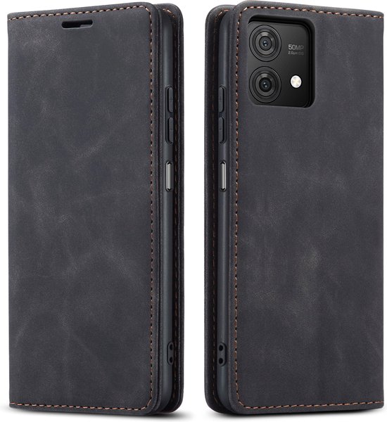 Motorola Edge 40 Neo Case - Book Case Cuir Slimline Zwart
