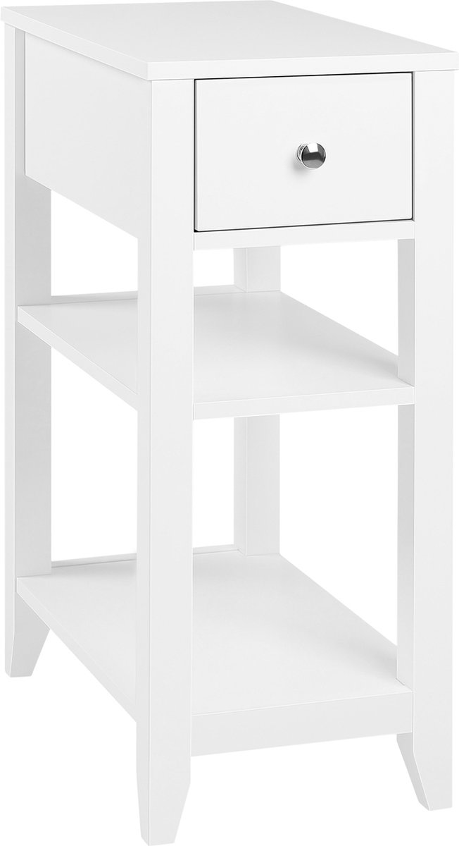 BukkitBow - Smal Nachtkastje met Lades en 2 Open Planken (45X66X28CM) - Wit