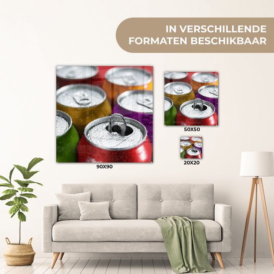 MuchoWow® Peinture sur verre - Canettes de boissons gazeuses - 90x90 cm - Peintures sur verre acrylique - Photo sur Glas