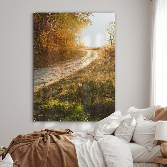 MuchoWow® Peinture sur verre 120x160 cm - Peinture sur verre acrylique - Chemin - Nature - Arbre - Photo sur verre - Peintures