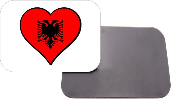 Aimant avec impression | 5x7cm | Cadeau | Aimant de réfrigérateur | Coeur Drapeau Albanie