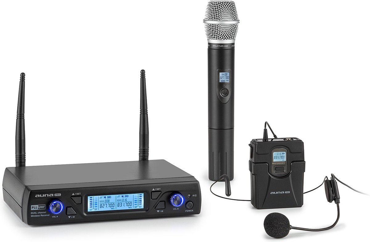 UHF200C-HB 2-kanaals UHF-draadloze microfoonset receiver handmicrofoon zender
