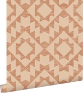 ESTAhome papier peint Marrakech tapis aztèque beige chaud - 139551 - 53 cm x 10,05 m