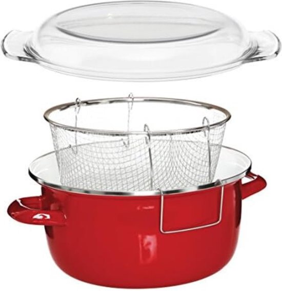 4BIG.fun Stainless steel 6.5 L Deep fryer with induction base and glass lid