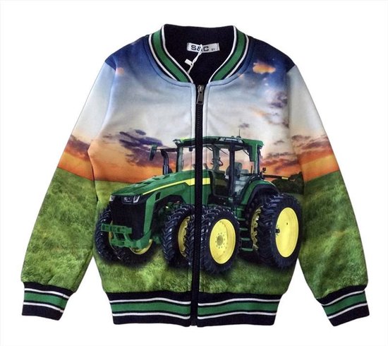 Kinder vest met tractor trekker full color print kleur groen zeer mooi!