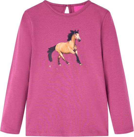 vidaXL-Kindershirt-met-lange-mouwen-paardenprint-140-oudroze