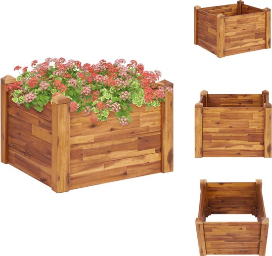 VidaXL Plantenbak Van Massief Acaciahout – 54x31x75 Cm, Met Viltvoering, Voor Binnen En Buiten – Ideaal Voor Balkon, Terras Of Tuin