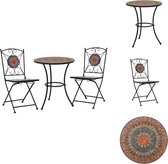 vidaXL Set de bistro mosaïque - Terre cuite - Grijs et Oranje - Cadre en fer enduit de poudre - carrelages de céramique - Table - 60x70 cm - Chaise - 51x39x86 cm - Ensemble de jardin
