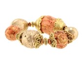 Behave Bracelet de perles élastique couleur or marron 22 cm