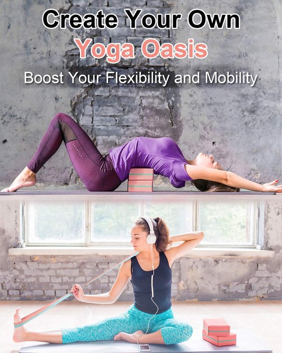 Yoga Blokkenset van 2 met Yogariem [240 cm] - Yoga Blokken van Eva-schuim met Hoge Dichtheid en Laag Gewicht - Yoga Blokken voor Yoga Beginners en Gevorderde Gebruikers - Yoga Blokkenset van 2 — afbeelding 4