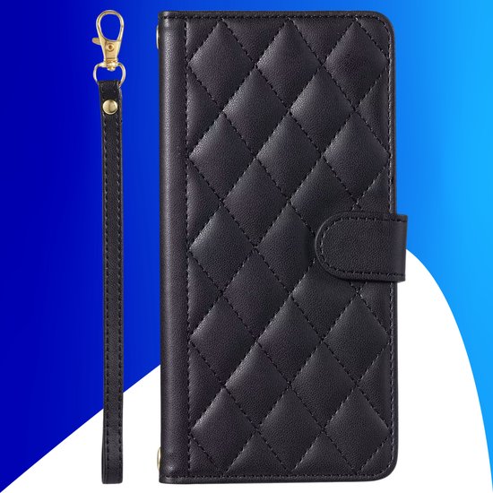 Étui adapté pour iPhone XS - Bookcase - Porte-cartes - Cordon - Simili cuir - Zwart