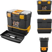 vidaXL Gereedschapskoffer - Zwart en geel - 460x280x455mm - 100% PP - Vergrendelbaar - Gereedschapskoffer