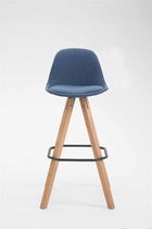 Clp Franklin Set van 2 barkrukken - Vierkant frame - Stof - blauw kleur onderstel : natura