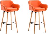 Clp Grant Set van 2 barkrukken - Kunstleer - oranje