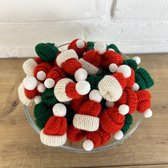 Lot De 50 Mini Bonnets De Noël Tricotés - 4,3x3,5 Cm - Décoration Bouteille, Poupée